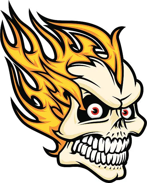 Vector illustration of Flamed Skull