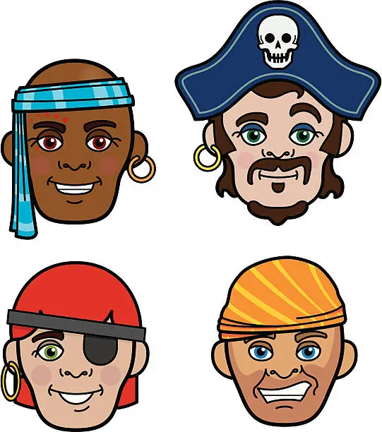 Vector illustration of Pirate faces