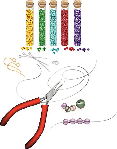 Vector illustration of Basic jewelery-making supplies