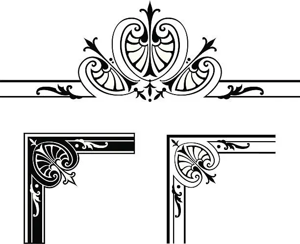 Vector illustration of Corner Designs and Centre Scroll Design