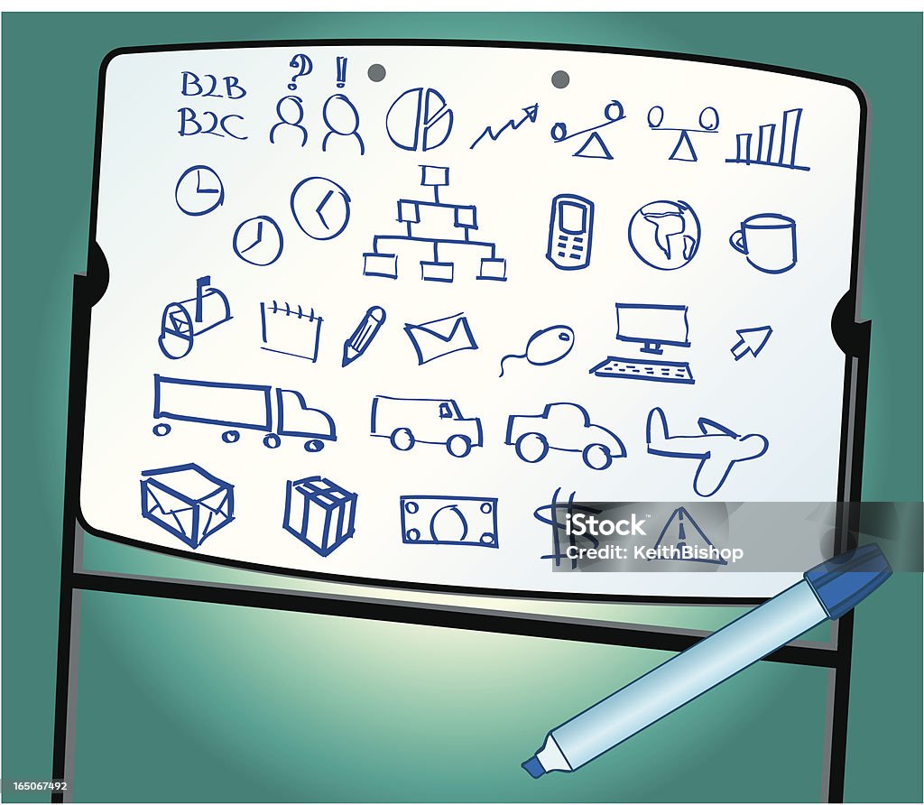 Transport und Kritzeleien auf Whiteboard-Business-Logistik - Lizenzfrei Auto Vektorgrafik