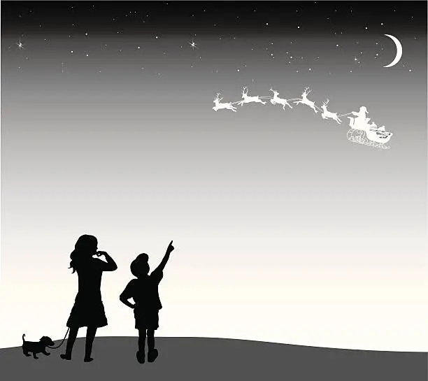 Vector illustration of Christmas Wishes Vector Silhouette