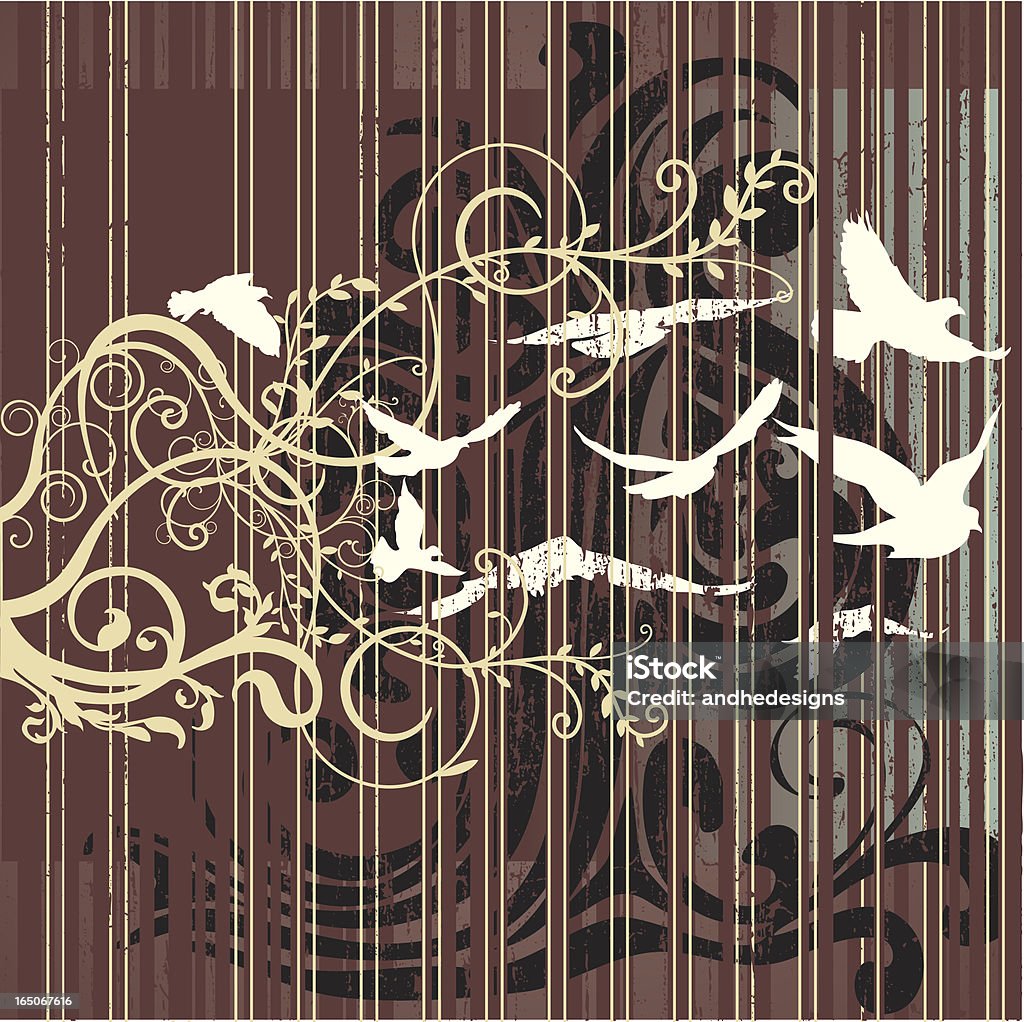 華麗なグランジ、鳥 - くるくる回るのロイヤリティフリーベクトルアート