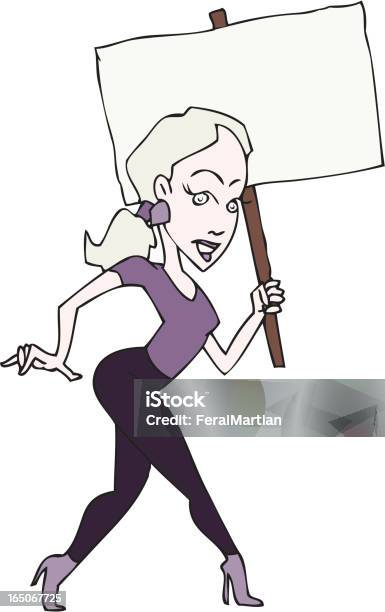 Female Striker Stock Illustration - Download Image Now - Adult, Blue-collar Worker, Business