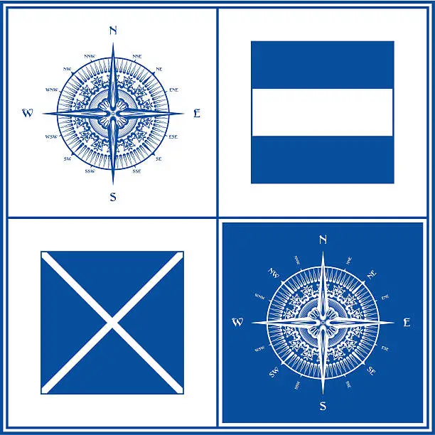 Vector illustration of Compass rose nautical style