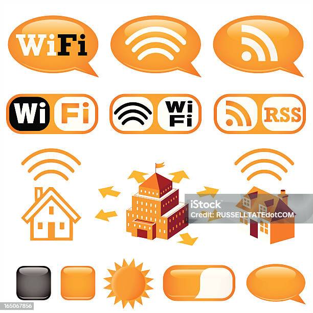 Hot Spot Wifi - Immagini vettoriali stock e altre immagini di Affari - Affari, Applicazione mobile, Arancione