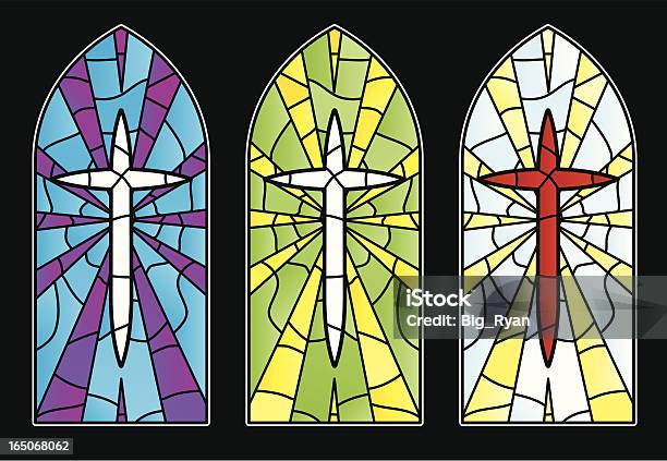 Buntglas Cross Stock Vektor Art und mehr Bilder von Buntglas - Buntglas, Kirche, Christentum