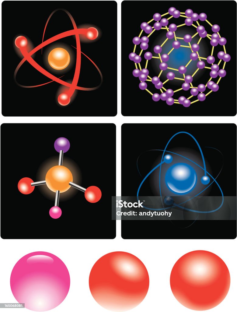 Átomos, moléculas - Vetor de Imagem múltipla royalty-free