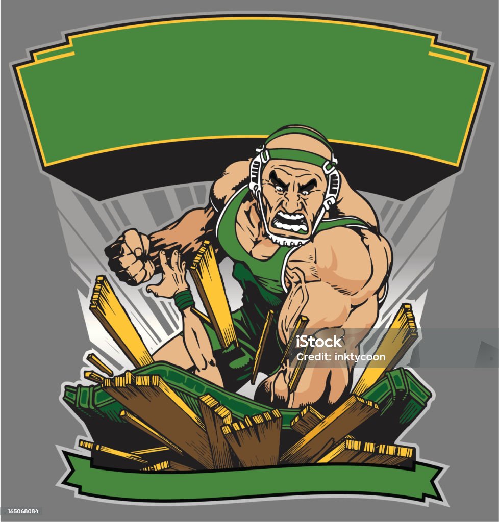 Smashum Wrestling a wrestler smashing his opponent beyond the mat and into the floorboards! Aggression stock vector