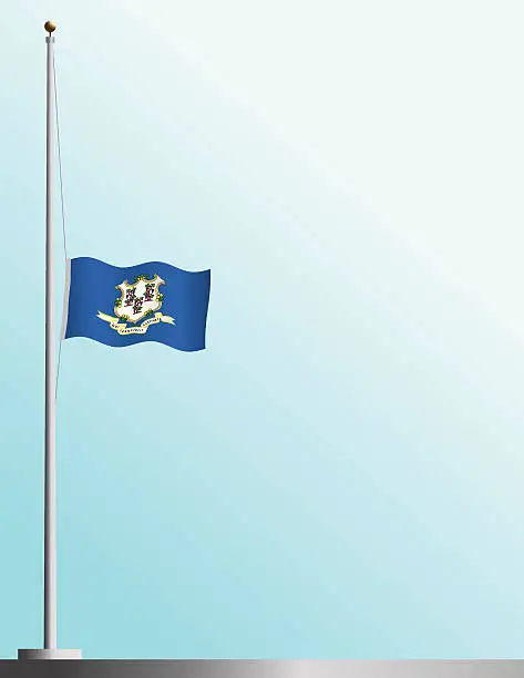 Vector illustration of Flag of Connecticut at Half-Staff