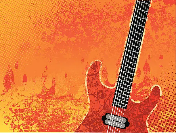 Vector illustration of Burning guitar