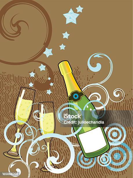 Świętowanie - Stockowe grafiki wektorowe i więcej obrazów Alkohol - napój - Alkohol - napój, Białe wino, Butelka
