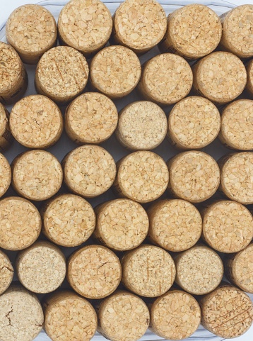 background of natural cork stoppers, for texture and with a round pattern.