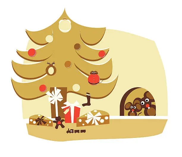 Vector illustration of Christmas home scene