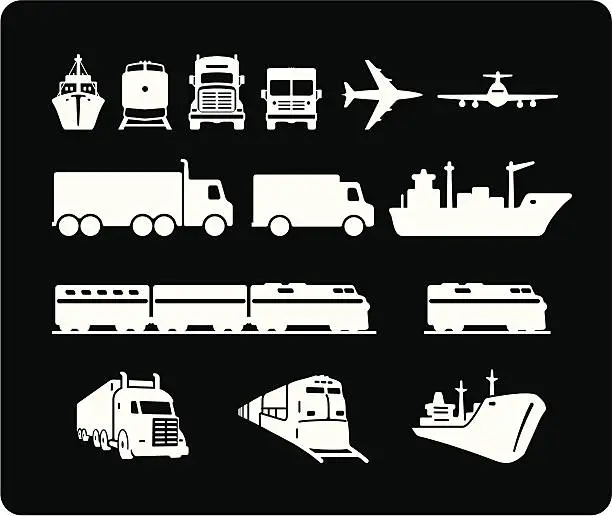 Vector illustration of Freight Icons