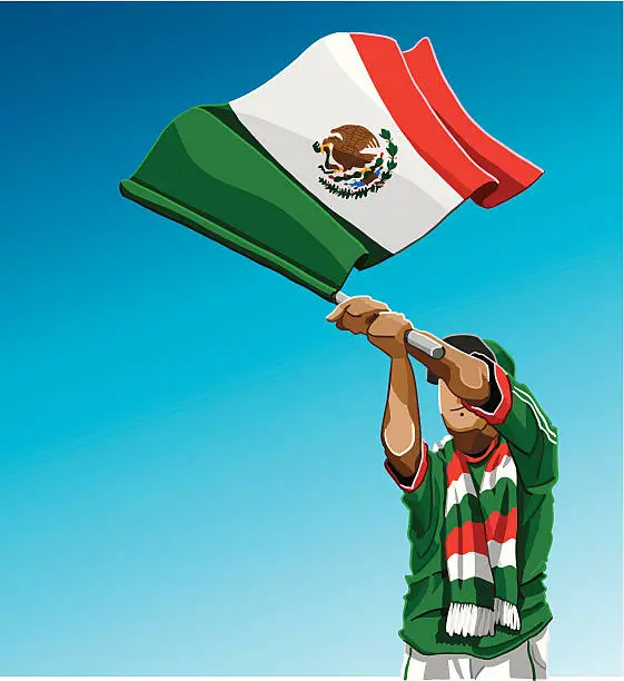 Vector illustration of Mexico Waving Flag Soccer Fan