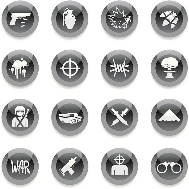 Vector illustration of Black Round Icons - War