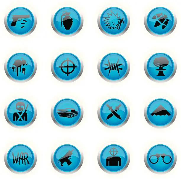 Vector illustration of Blue Icons - War