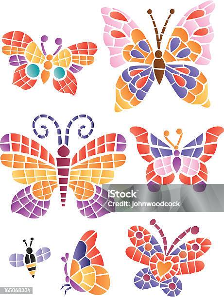 Mosaico Butterflys - Immagini vettoriali stock e altre immagini di Mosaico - Mosaico, Farfalla, Fiore