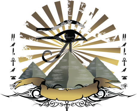 pyramids and horus eye emblem