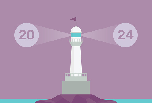 2024 Vision Lighthouse with 2024 Sign Offers Direction and Leadership in Strategic Planning and Foresight