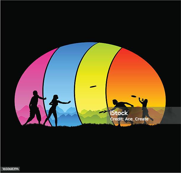 Beautiful Frisbee Game Stock Illustration - Download Image Now - Flying, In Silhouette, Plastic Disc