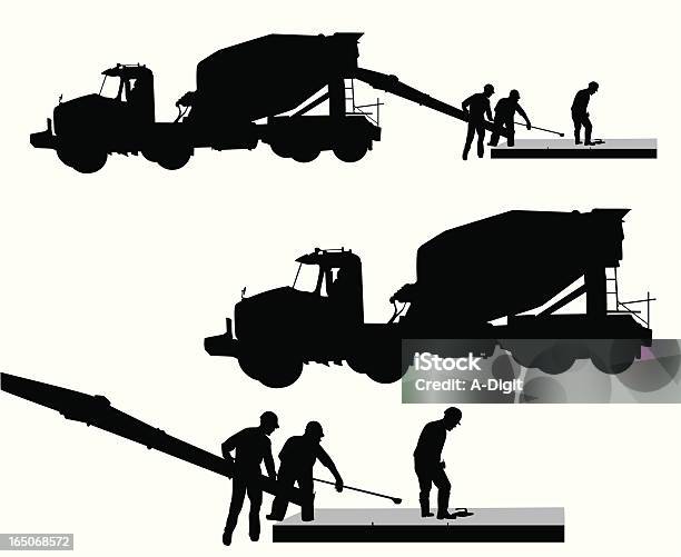 Ilustración de Cementworkers y más Vectores Libres de Derechos de Camión de cemento - Camión de cemento, Accesorio de cabeza, Actividad