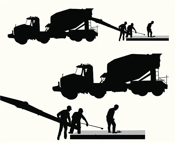 Vector illustration of Cement Workers Vector Silhouette