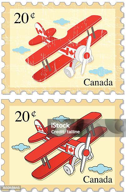 Samolot Znaczkikanada - Stockowe grafiki wektorowe i więcej obrazów Kanada - Kanada, Znaczek pocztowy, Poczta