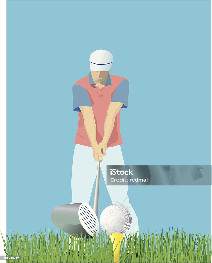 tee offf golfer teeing off from below Golf stock vector