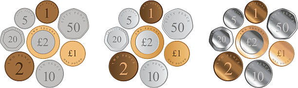 ilustraciones, imágenes clip art, dibujos animados e iconos de stock de british monedas - british coin