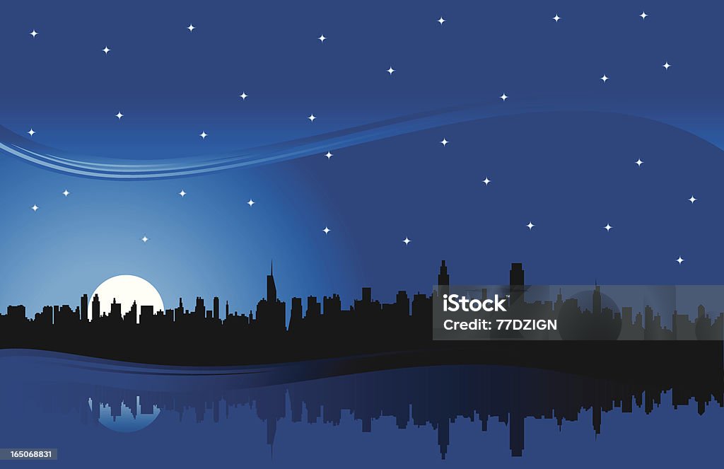 skyline ночь - Векторная графика Архитектура роялти-фри