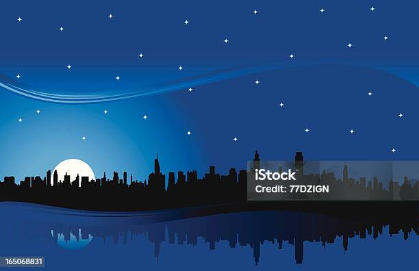 Skyline Ночь — стоковая векторная графика и другие изображения на тему Архитектура - Архитектура, Без людей, Большой город