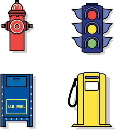 Vector icons with a transportation theme.