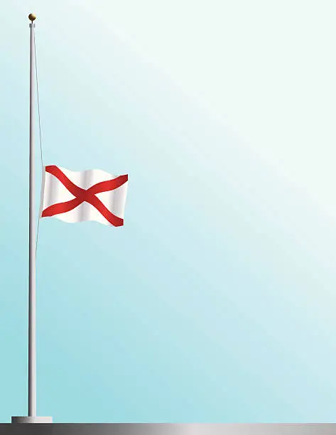 Vector illustration of Flag of Alabama at Half-Staff