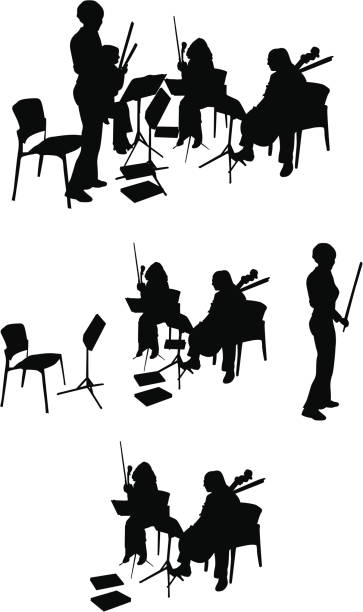 String Quartet Silhouette (Vector Drawing) vector art illustration