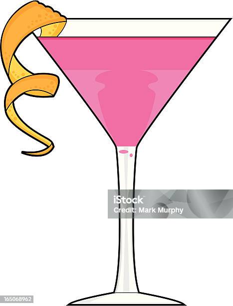 Verre À Cocktail Rose Avec Touche Orange Vecteurs libres de droits et plus d'images vectorielles de Entortillé - Entortillé, Martini dry, Orange - Couleur