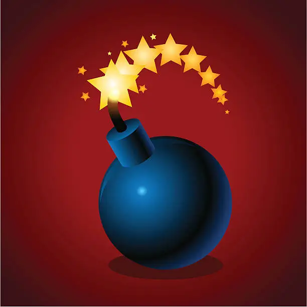 Vector illustration of Bomb on fire
