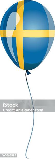 Palloncino Con Bandiera Della Svezia - Immagini vettoriali stock e altre immagini di Bandiera della Svezia - Bandiera della Svezia, Brillante, Clip art