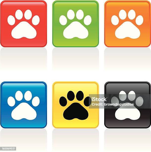 Ilustración de Icono De Mascotas y más Vectores Libres de Derechos de Almohadillas - Pata de animal - Almohadillas - Pata de animal, Amarillo - Color, Animal