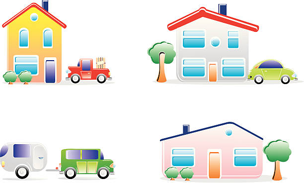 House summer vector art illustration