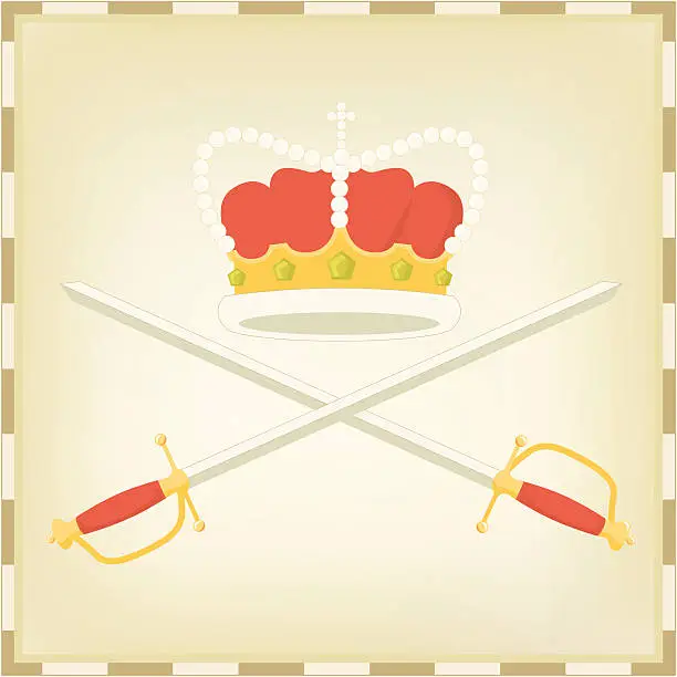 Vector illustration of Symbol of Royalty: Crown and Swords