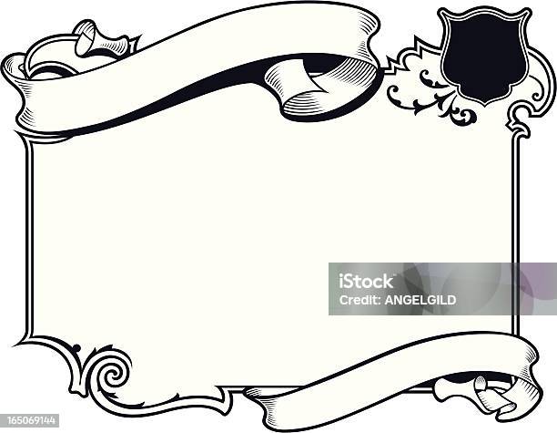 Ornate Panel Design Black Outlines With Scrolls Stock Illustration - Download Image Now - Medieval, Art Nouveau, Ornate