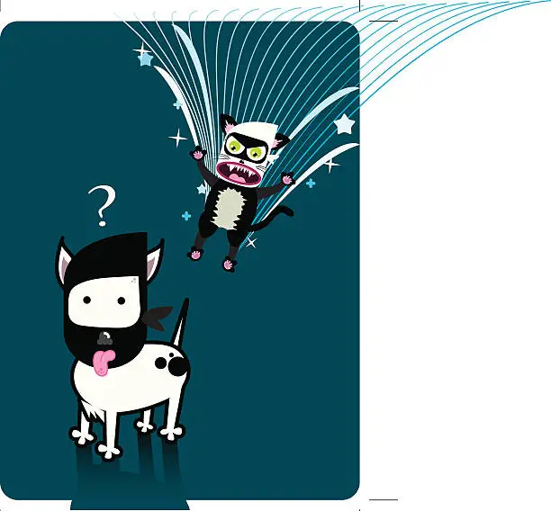 Vector illustration of Team Super Fantastic Ninja Cat Dog