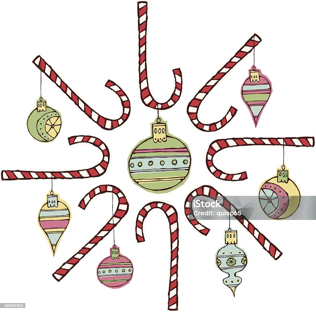 Caña de caramelo corona - arte vectorial de Adorno de navidad libre de derechos