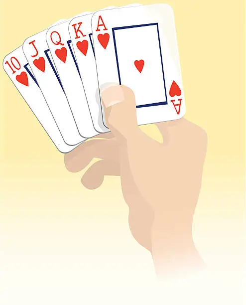 Vector illustration of Royal flush poker hand