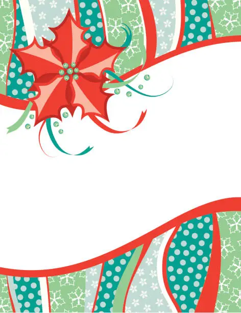 Vector illustration of Retro Poinsettia Christmas Card