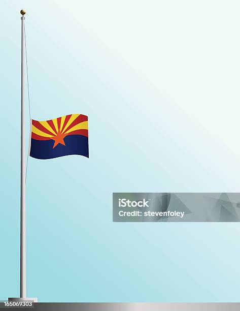 Bandiera Dellarizona A Metà Del Personale - Immagini vettoriali stock e altre immagini di Arizona - Arizona, Asta - Oggetto creato dall'uomo, Bandiera