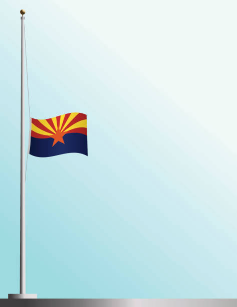 Flag of Arizona at Half-Staff EPS and High-Resolution JPG included. Flag of Arizona flies at half-staff as a symbol of mourning. flag half mast stock illustrations