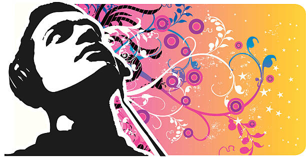 illustrations, cliparts, dessins animés et icônes de musicale motif floral - floral pattern audio